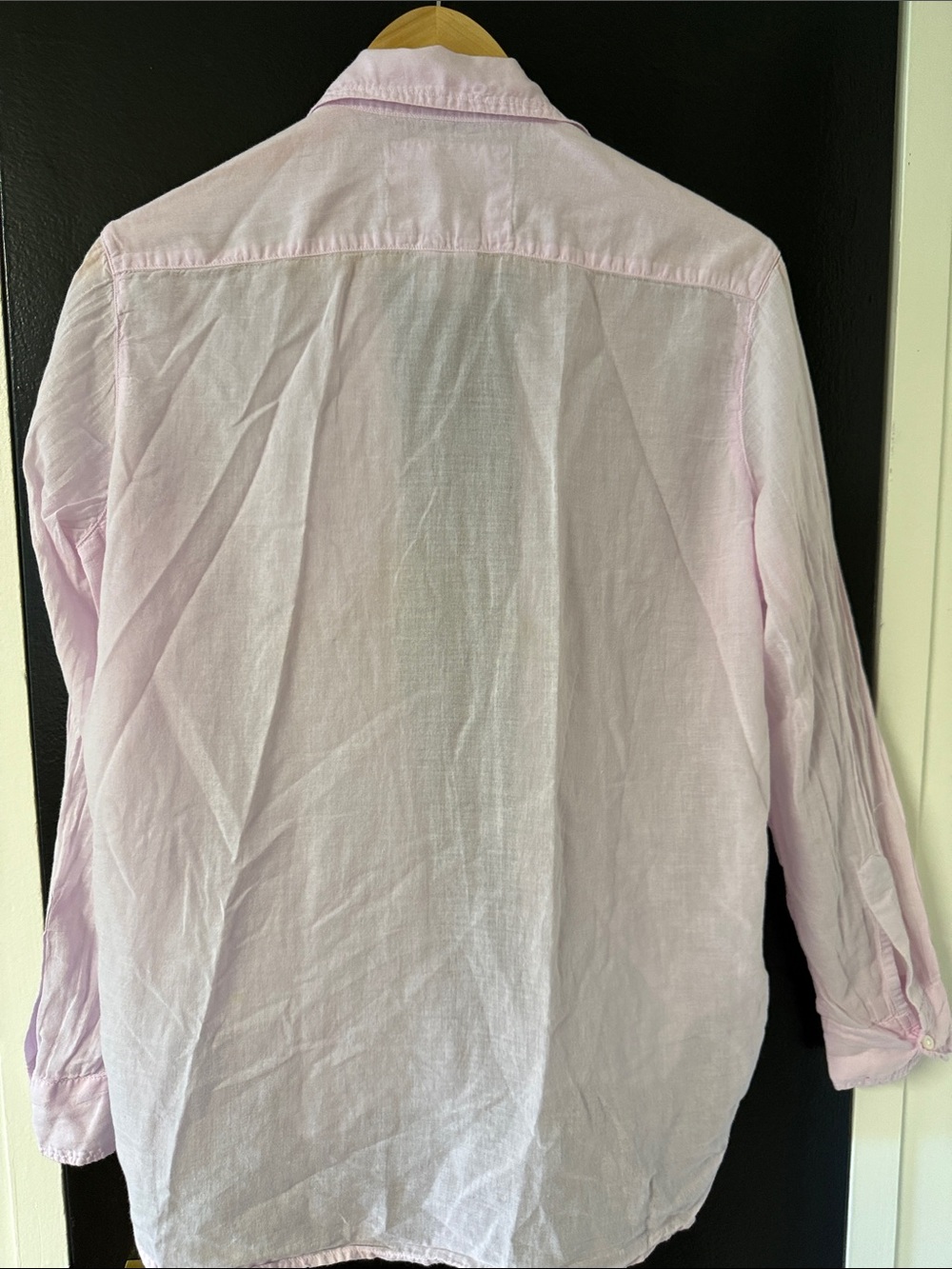 light pink Frank & Eileen button-up shirt relaxed silhouette and pocket - Picture 9 of 11